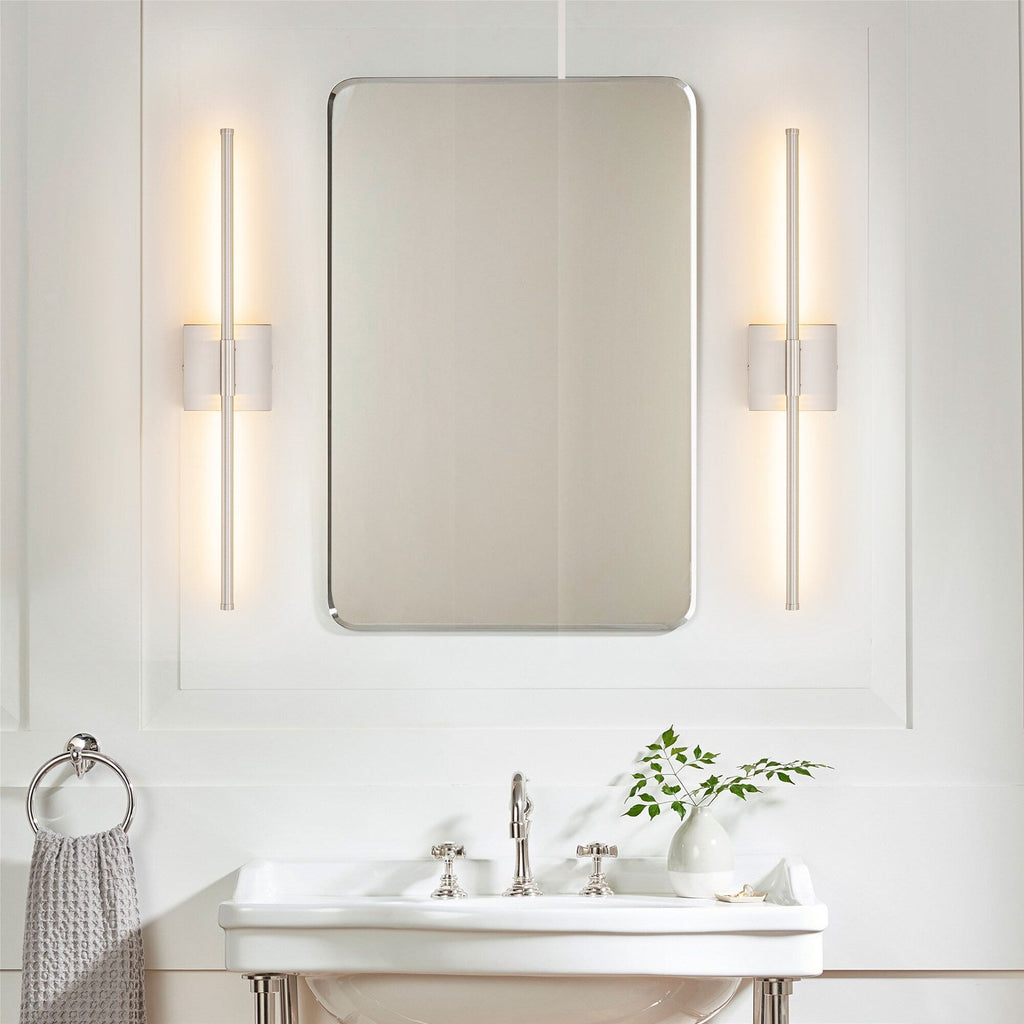Applique murale de salle de bain à 1 lumière, linéaire et moderne, à intensité variable, à DEL intégrée, de 23,6 po