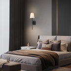Applique murale à 1 lumière avec abat-jour en tissu blanc