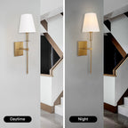 Applique murale à 1 lumière avec abat-jour en tissu blanc