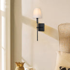 Applique murale à 1 lumière avec abat-jour en tissu blanc