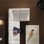 Canapé d'angle en U gris tendre Wabi-Sabi avec extrémités ouvertes