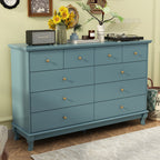 Commode double blanche à 10 tiroirs pour chambre à coucher, grand espace de rangement