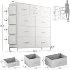 Commode à 10 tiroirs en tissu, armoire de rangement, unité de rangement pour chambre à coucher