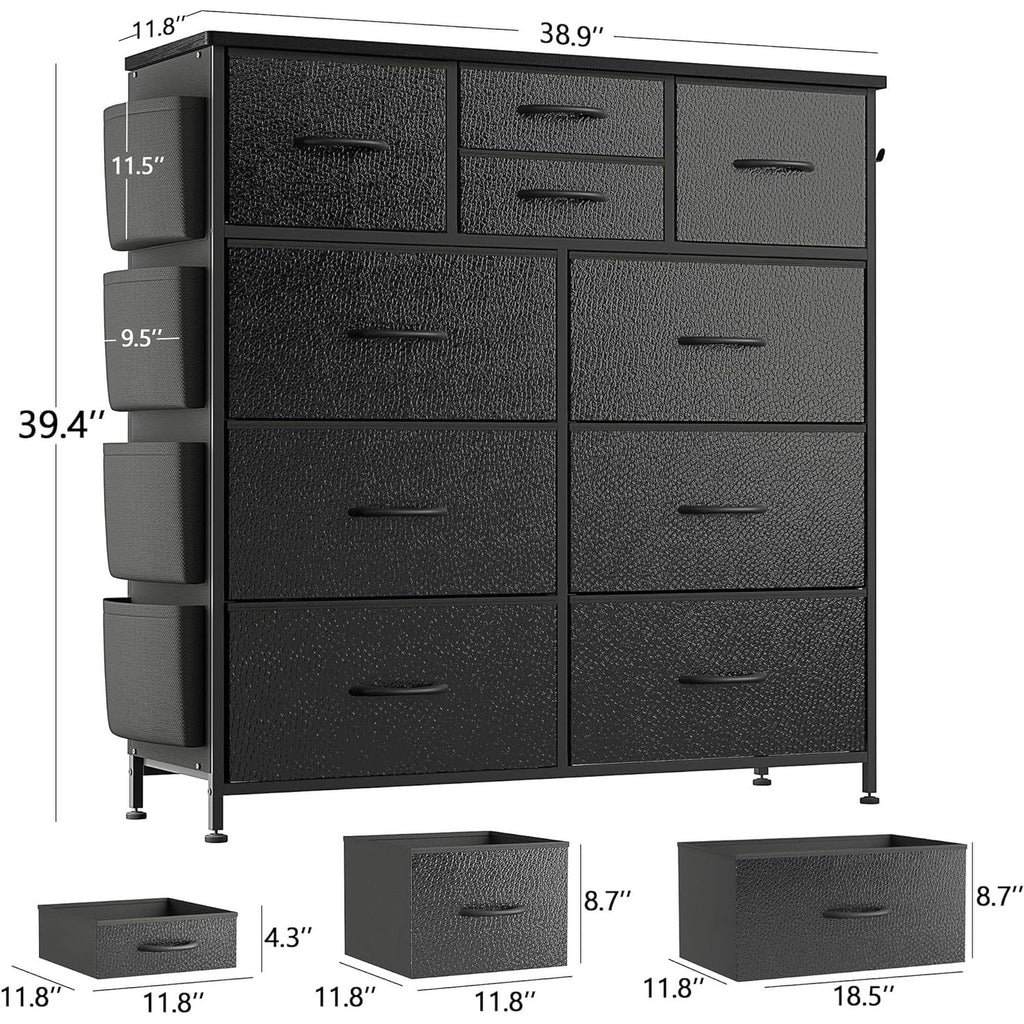 Commode à 10 tiroirs en tissu, armoire de rangement, unité de rangement pour chambre à coucher