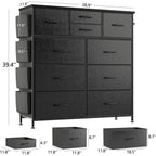 Commode à 10 tiroirs en tissu, armoire de rangement, unité de rangement pour chambre à coucher