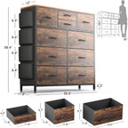 Commode à 10 tiroirs en tissu, armoire de rangement, unité de rangement pour chambre à coucher