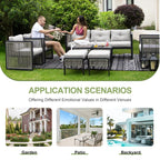 FINCATI 10 pièces Ensembles de canapés sectionnels de patio extérieur en osier de luxe moderne avec