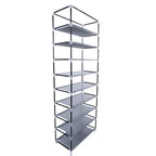Étagère à chaussures à 10 niveaux, organiseur de rangement utilitaire avec housse anti-poussière en tissu non tissé, violet