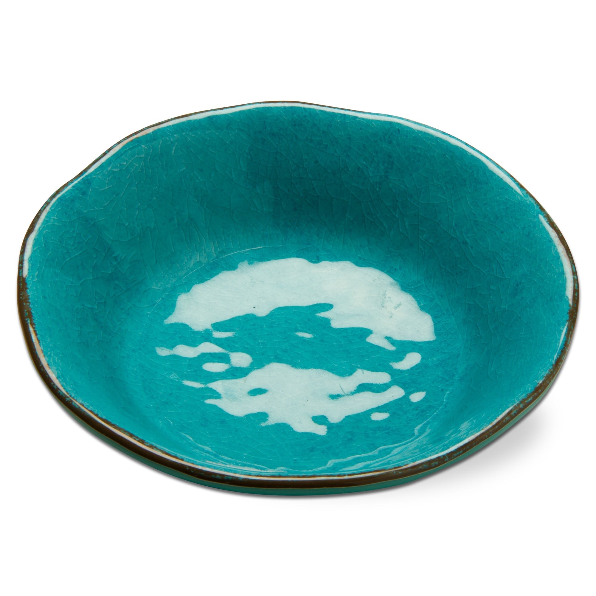 Bols de service en mélamine Veranda, 283 g, 18 cm, émaillés, bleu océan, bords ondulés, 4 pièces, lavables au lave-vaisselle, pour l'intérieur et l'extérieur