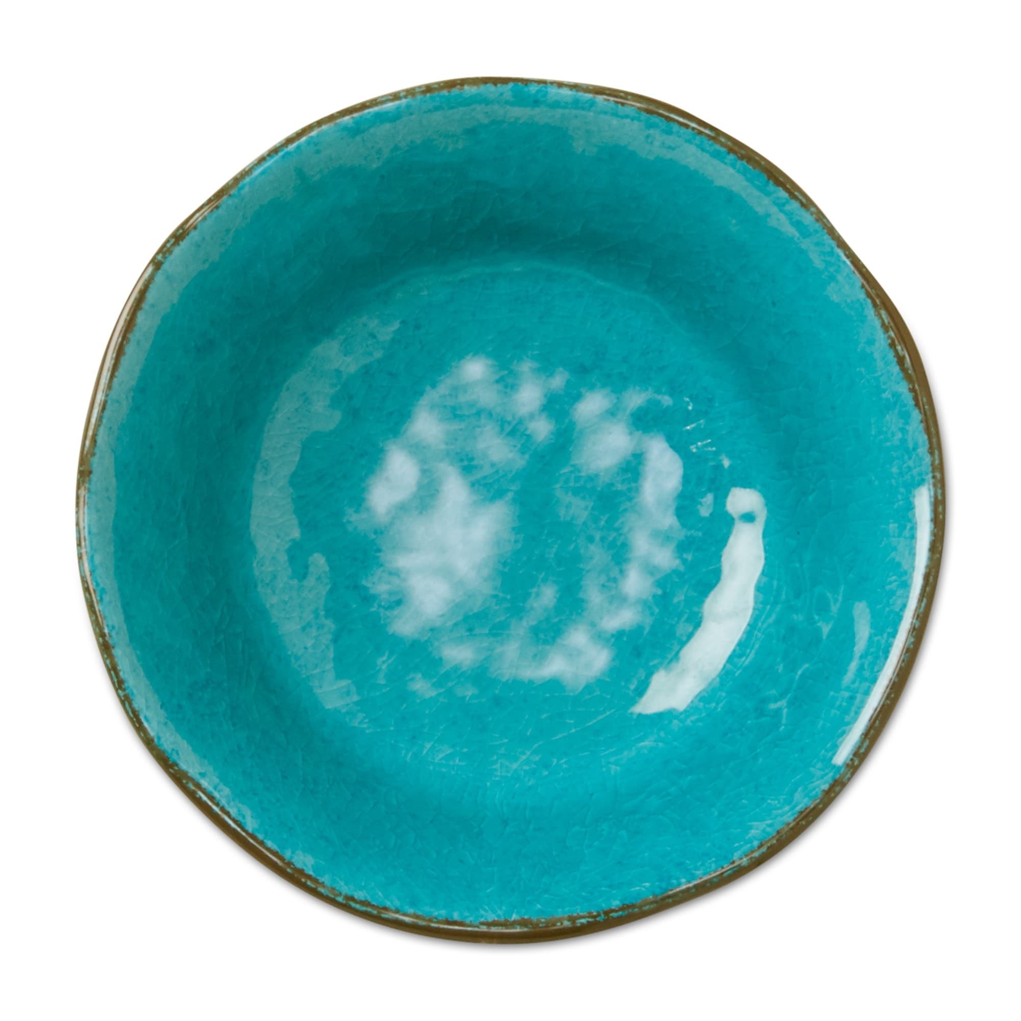 Bols de service en mélamine Veranda, 283 g, 18 cm, émaillés, bleu océan, bords ondulés, 4 pièces, lavables au lave-vaisselle, pour l'intérieur et l'extérieur