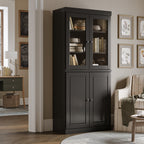 Bibliothèque 100 % bois massif à 6 étagères avec portes en option par Palace Imports