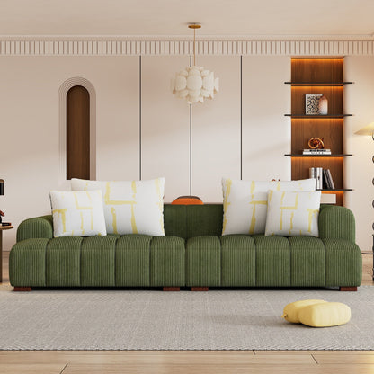 Canapé confortable en velours côtelé avec pieds et coussins en bois - 38,50 x 103,90 x 25,10