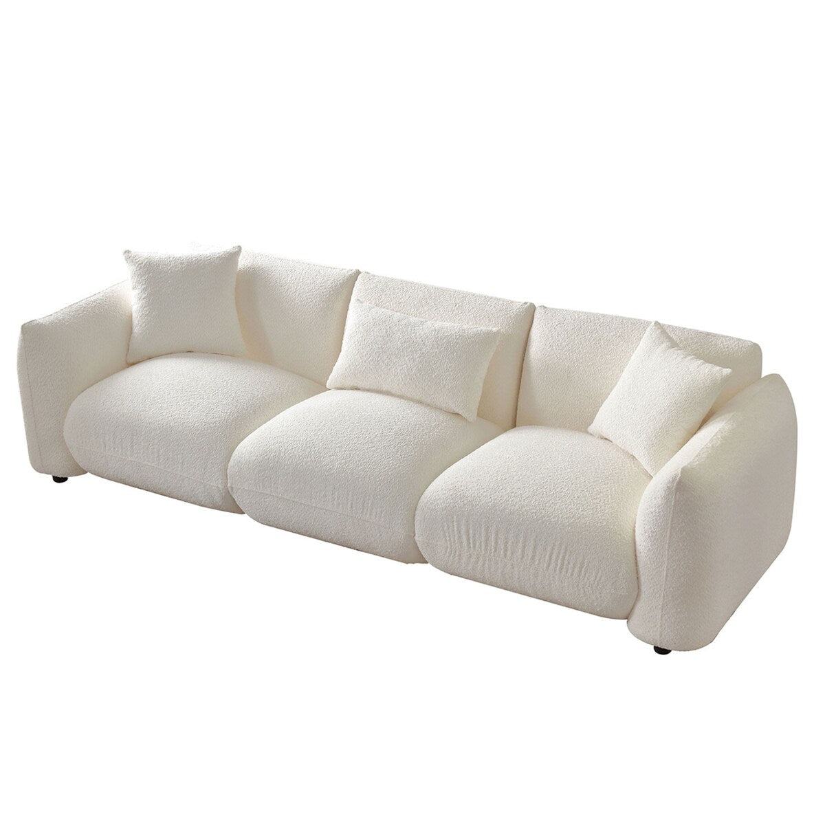 Canapé sectionnel blanc rembourré et confortable en duvet d'agneau doux avec pouf