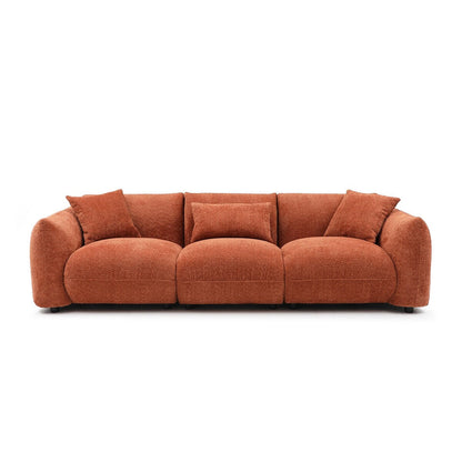 Canapé sectionnel blanc rembourré et confortable en duvet d'agneau doux avec pouf