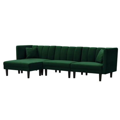 Canapé sectionnel réversible 3 places en velours de 106,7 po avec canapé-lit et méridienne