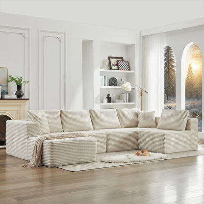 Canapé sectionnel Cloud 106 en forme de L avec méridienne orientée vers la gauche, canapé modulaire moderne à assise profonde pour salon, aucun assemblage requis