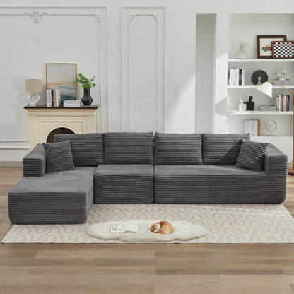 Canapé sectionnel Cloud 106 en forme de L avec méridienne orientée vers la gauche, canapé modulaire moderne à assise profonde pour salon, aucun assemblage requis