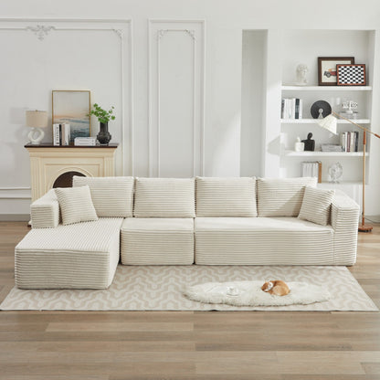 Canapé sectionnel Cloud 106 en forme de L avec méridienne orientée vers la gauche, canapé modulaire moderne à assise profonde pour salon, aucun assemblage requis