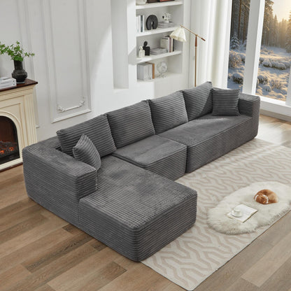 Canapé sectionnel Cloud 106 en forme de L avec méridienne orientée vers la gauche, canapé modulaire moderne à assise profonde pour salon, aucun assemblage requis