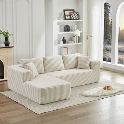 Canapé sectionnel Cloud 106 en forme de L avec méridienne orientée vers la gauche, canapé modulaire moderne à assise profonde pour salon, aucun assemblage requis