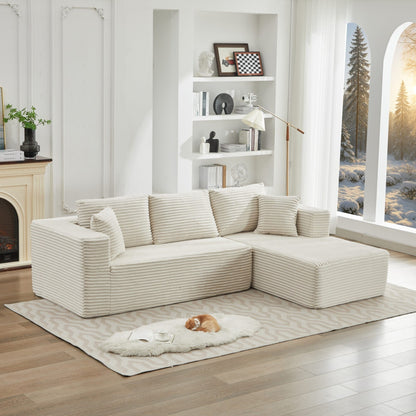 Canapé sectionnel Cloud 106 en forme de L avec méridienne orientée vers la droite, canapé modulaire moderne à assise profonde pour salon, aucun assemblage requis
