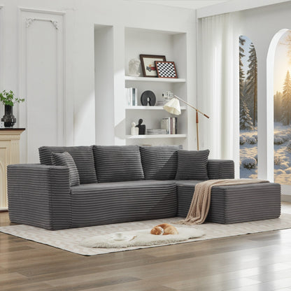Canapé sectionnel Cloud 106 en forme de L avec méridienne orientée vers la droite, canapé modulaire moderne à assise profonde pour salon, aucun assemblage requis