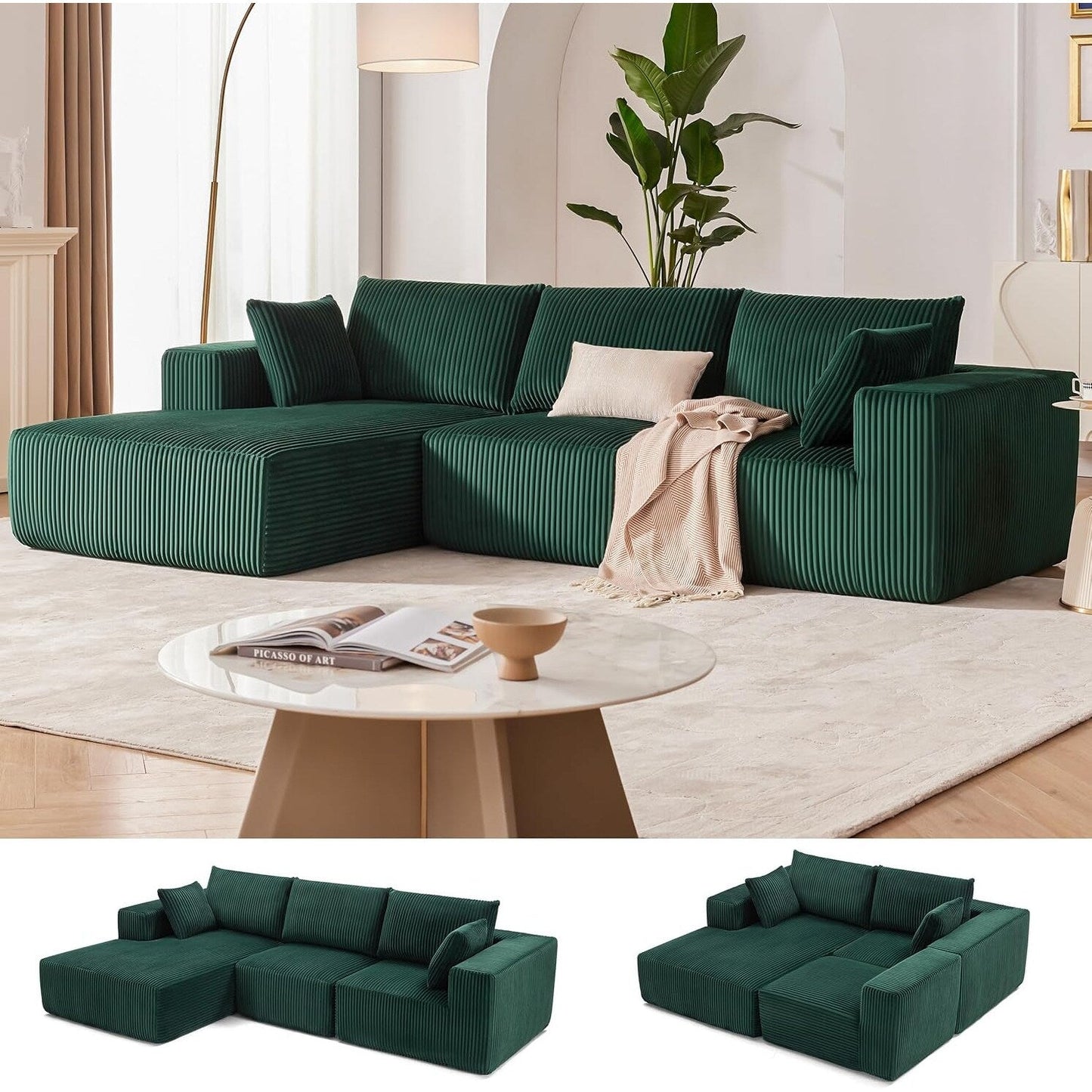 Canapé modulaire Cloud 108 - Canapé en L à assise profonde avec méridienne, canapé de salon et de chambre rembourré