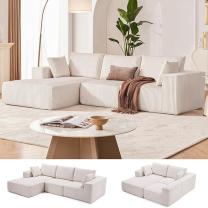Canapé modulaire Cloud 108 - Canapé en L à assise profonde avec méridienne, canapé de salon et de chambre rembourré