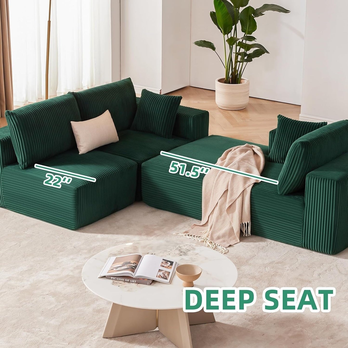 Canapé modulaire Cloud 108 - Canapé en L à assise profonde avec méridienne, canapé de salon et de chambre rembourré