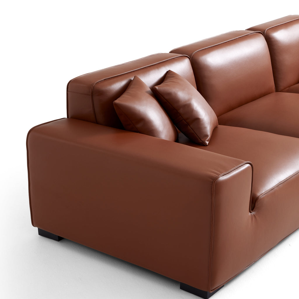 Domus Modular Beige Leather Sectional Sofa