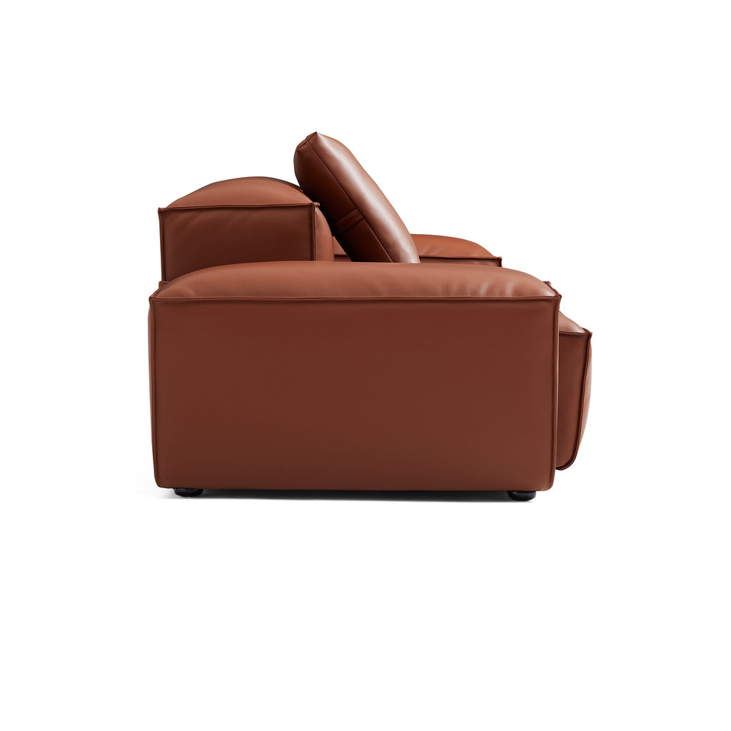 Cube Modular Beige Genuine Leather Sofa