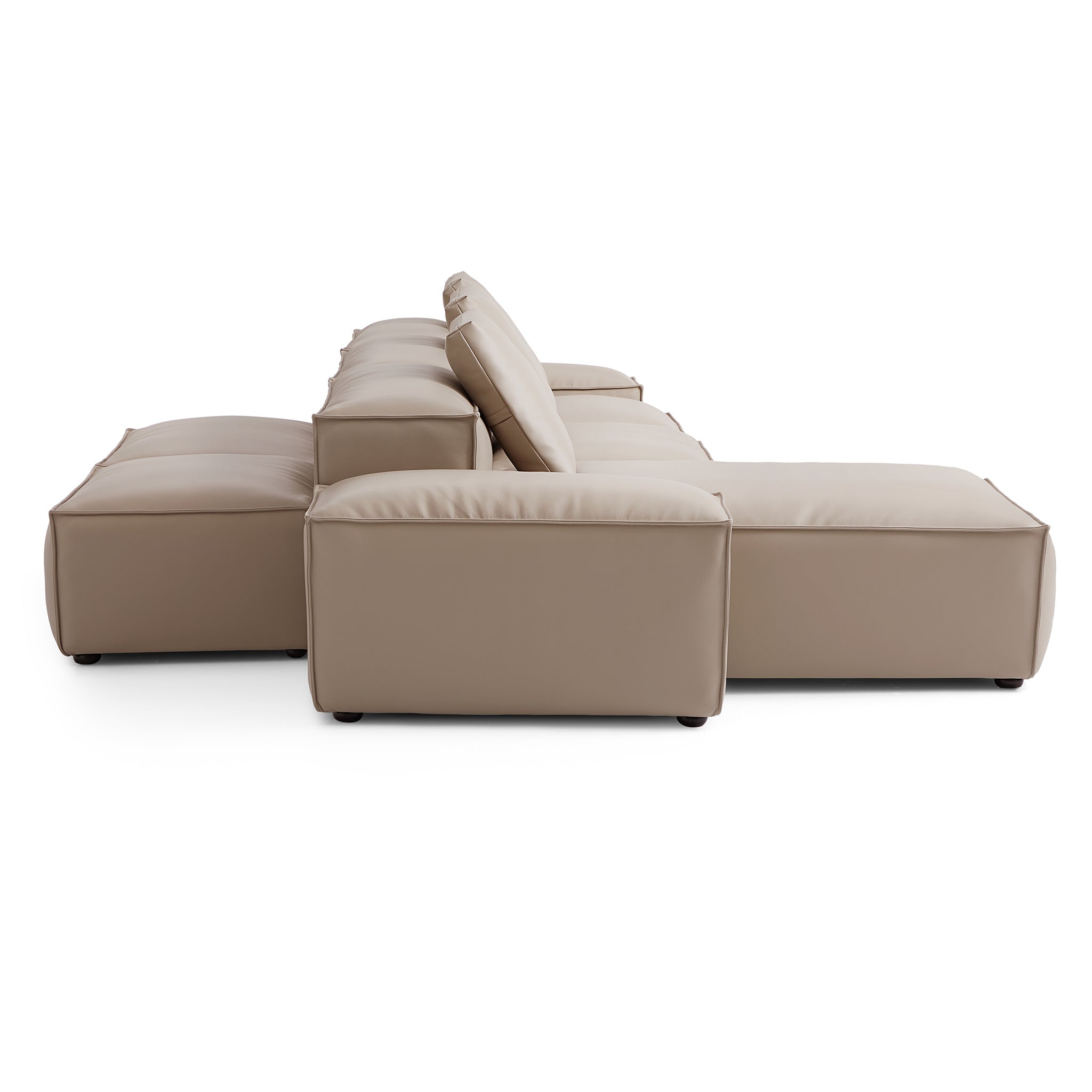 Cube Modular Black Genuine Leather Double-Sided Sectional