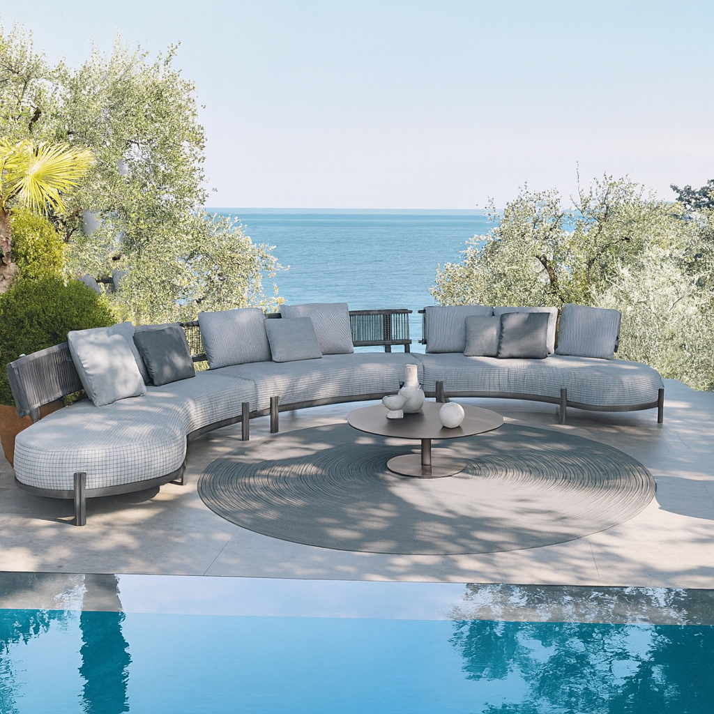 Maui Outdoor Curved Wicker Sectional Sofa Set
