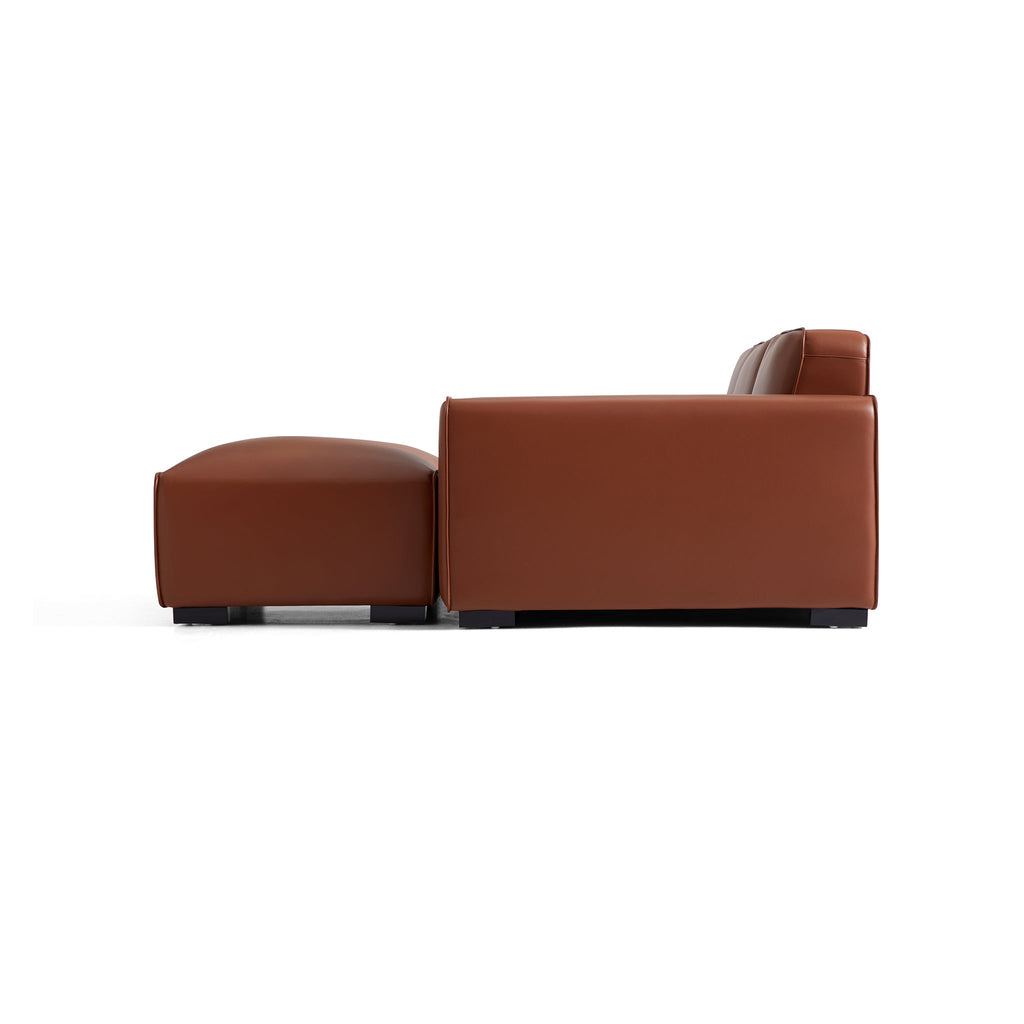 Domus Modular Khaki Leather Sofa and Ottoman