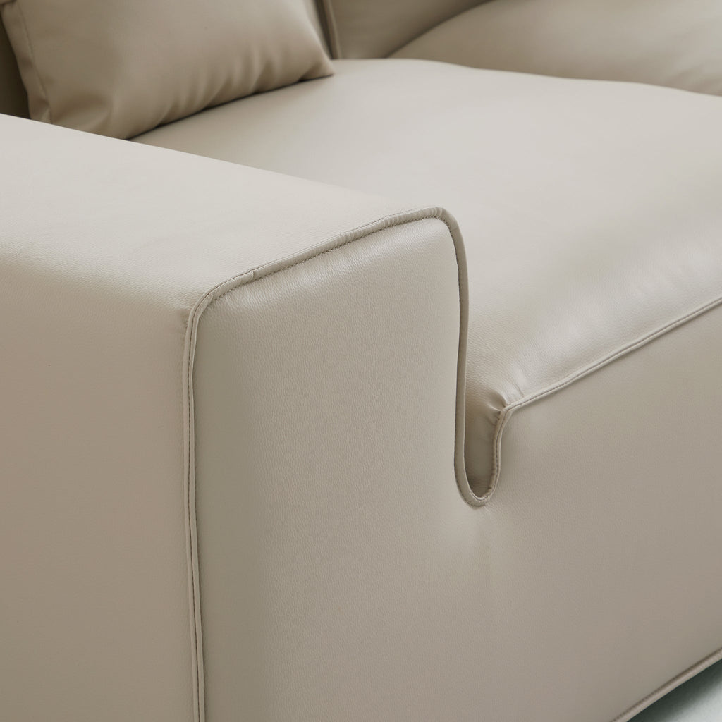 Domus Modular Black Leather Double Chaise Sectional