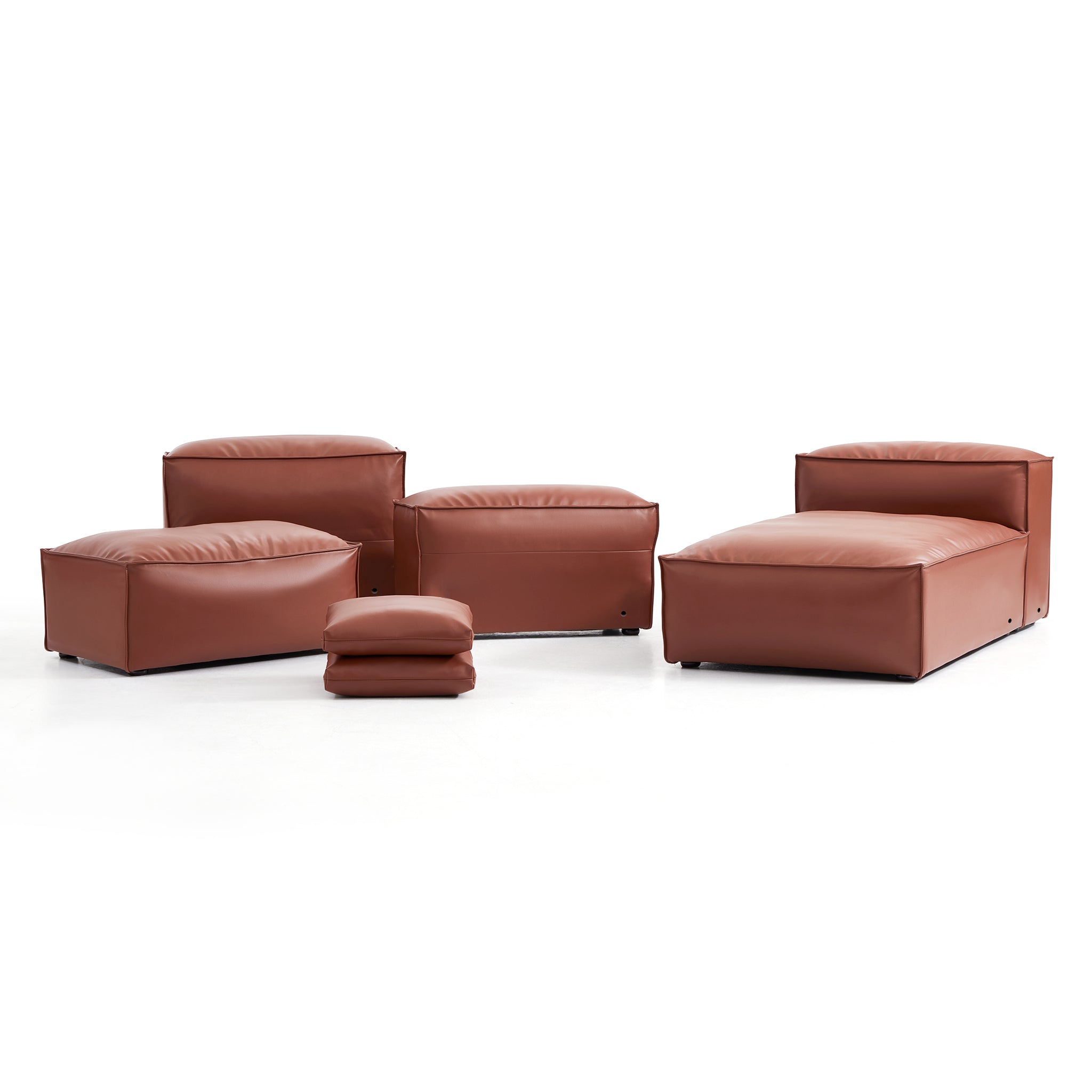Cube Modular Dark Gray Genuine Leather Sofa