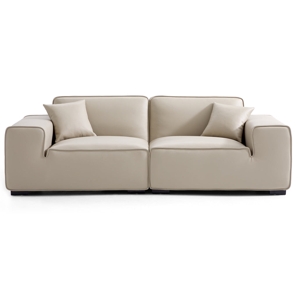 Domus Modular Black Leather Sofa Set