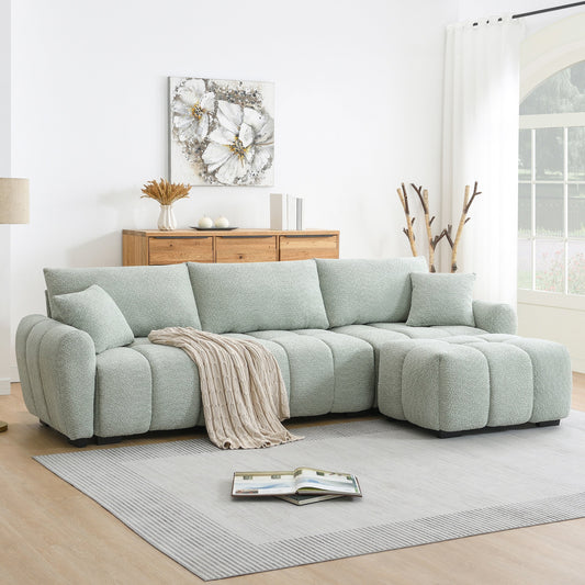 Canapé modulaire sectionnel en L de 110 pouces avec pouf amovible et assise large pour le salon