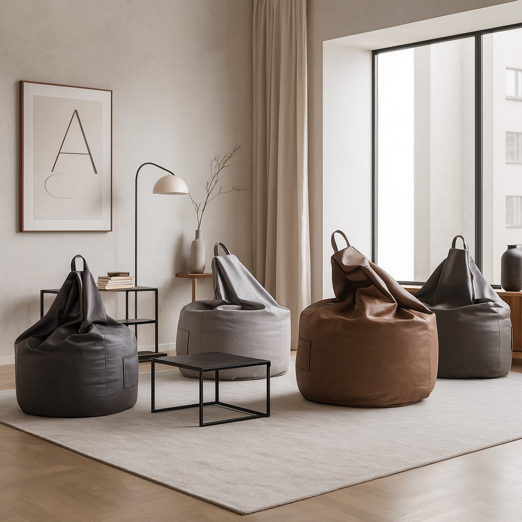 Pouf Litton en cuir gris