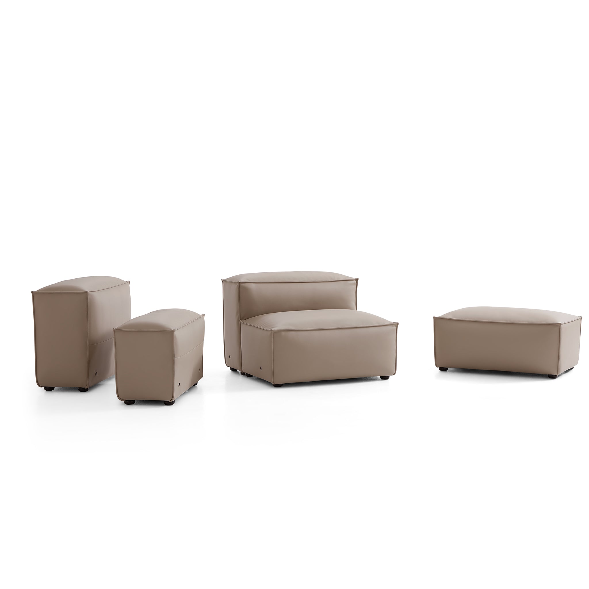 Cube Modular Black Genuine Leather Sofa