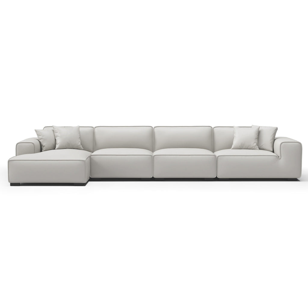 Domus Modular Black Leather Sectional Sofa