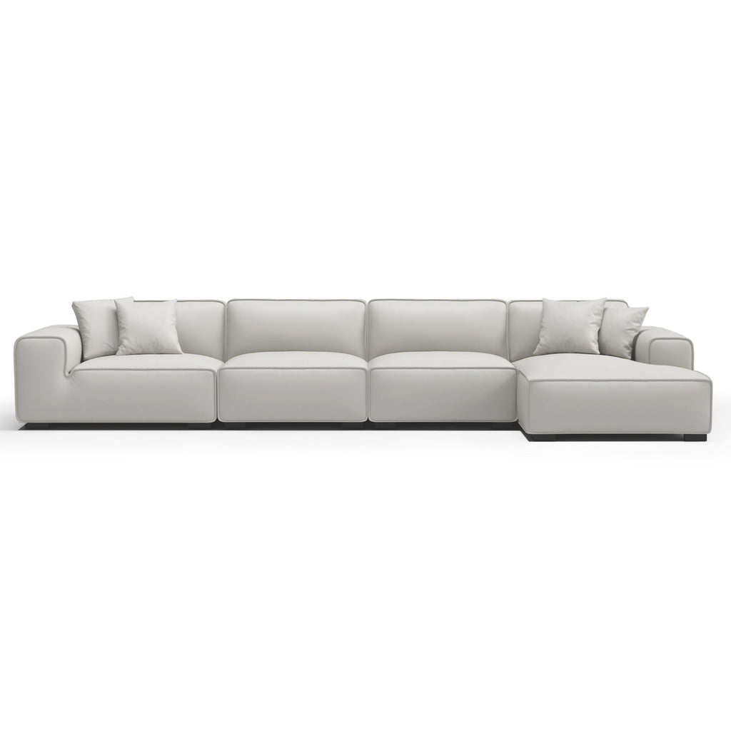 Domus Modular Black Leather Sectional Sofa