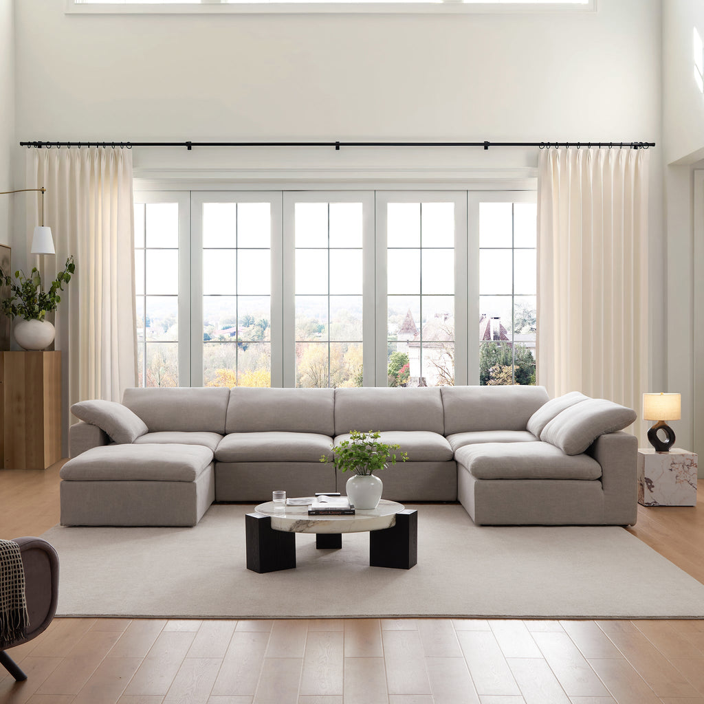 Canapé sectionnel et pouf Tender Wabi-Sabi blanc en forme de L