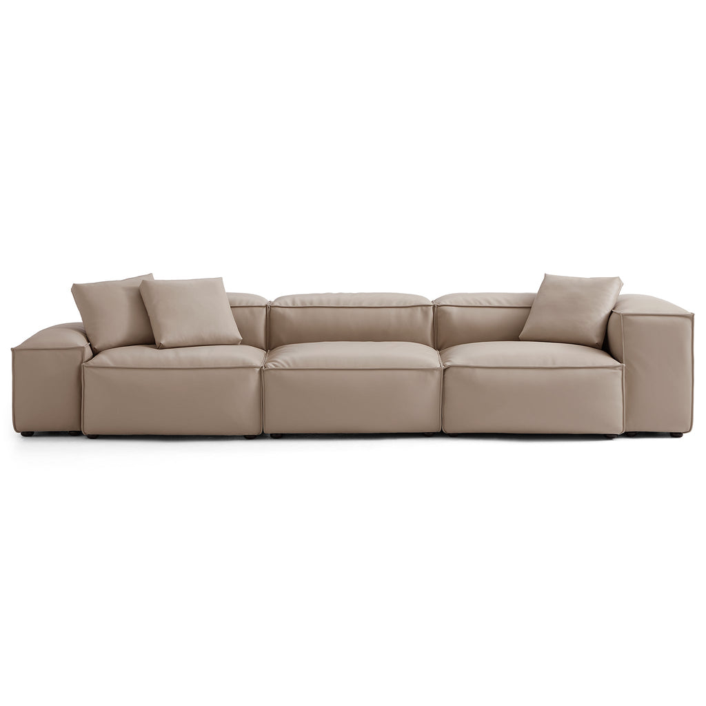 Cube Modular Beige Genuine Leather Sofa