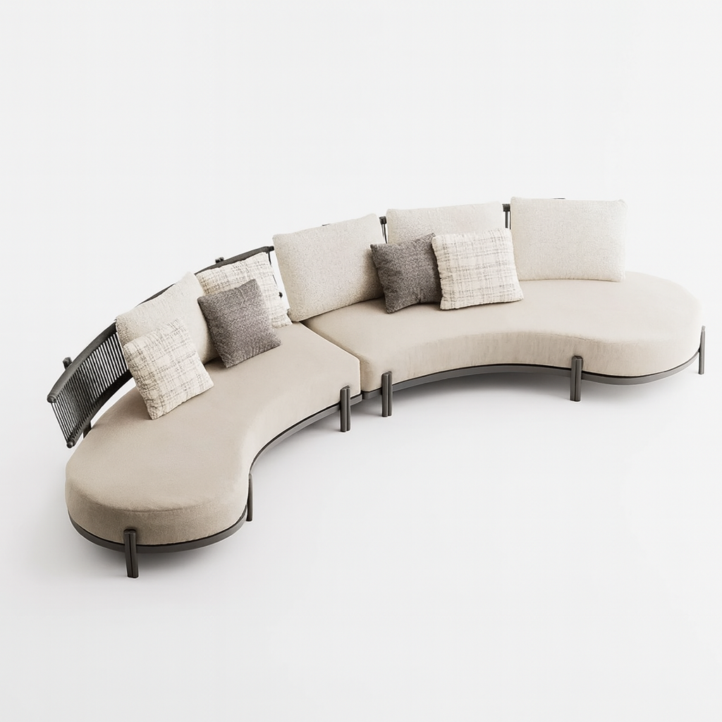 Maui Outdoor Curved Wicker Sectional Sofa Set