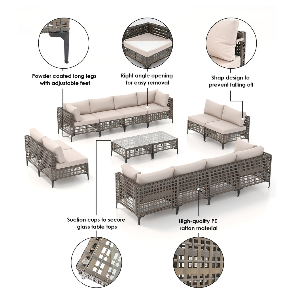 Ensemble de sièges d'extérieur sectionnels Patip avec coussins