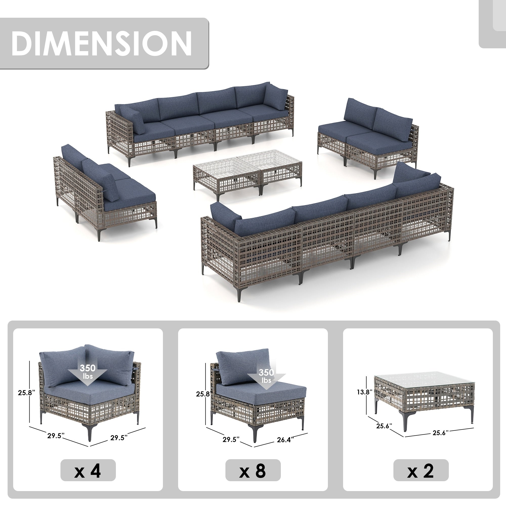 Ensemble de sièges d'extérieur sectionnels Patip avec coussins