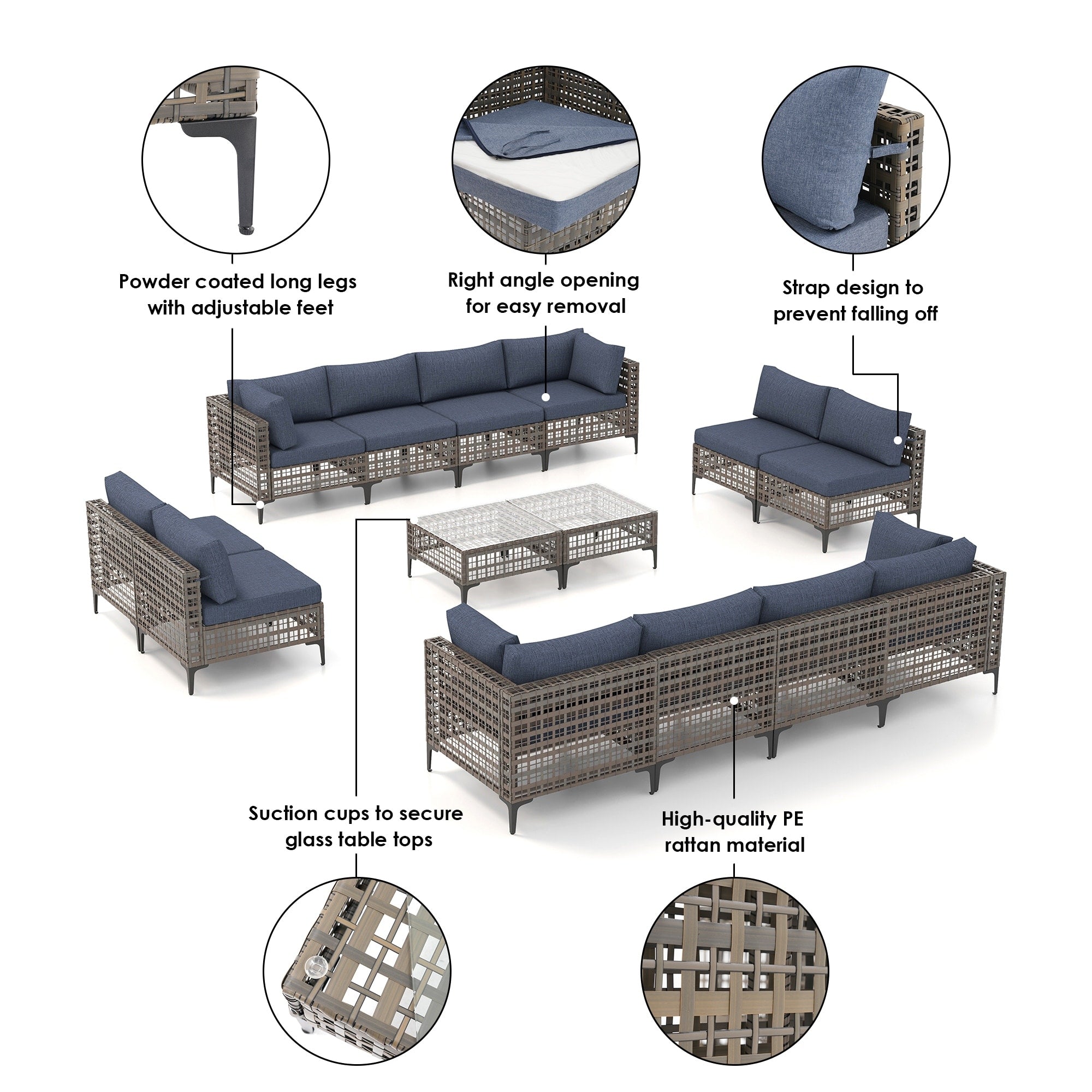Ensemble de sièges d'extérieur sectionnels Patip avec coussins