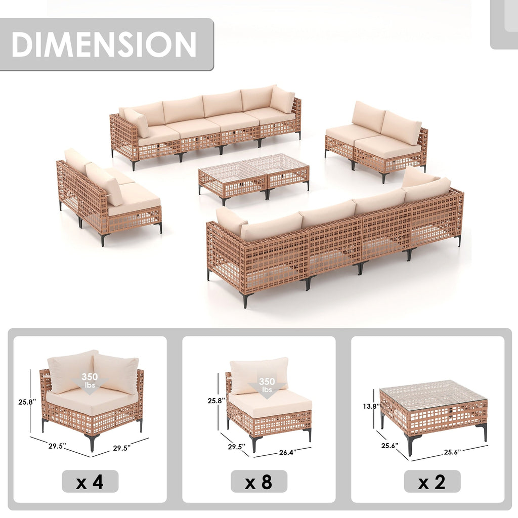 Ensemble de sièges d'extérieur sectionnels Patip avec coussins