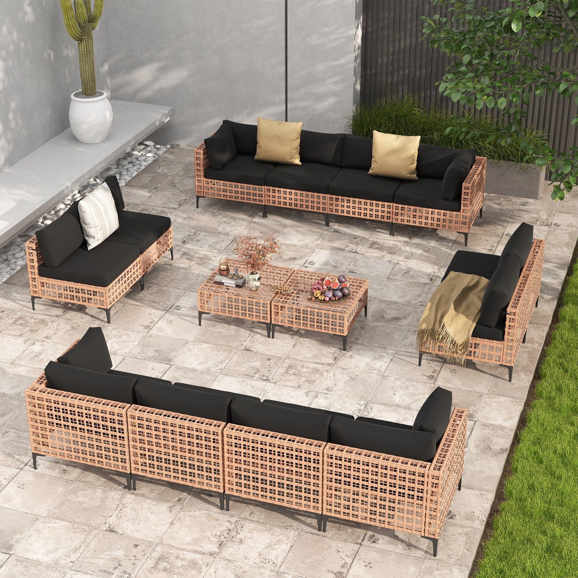 Ensemble de sièges d'extérieur sectionnels Patip avec coussins